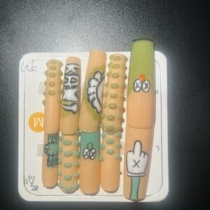 Unique Art Nail Set with Kaws Cartoon Design